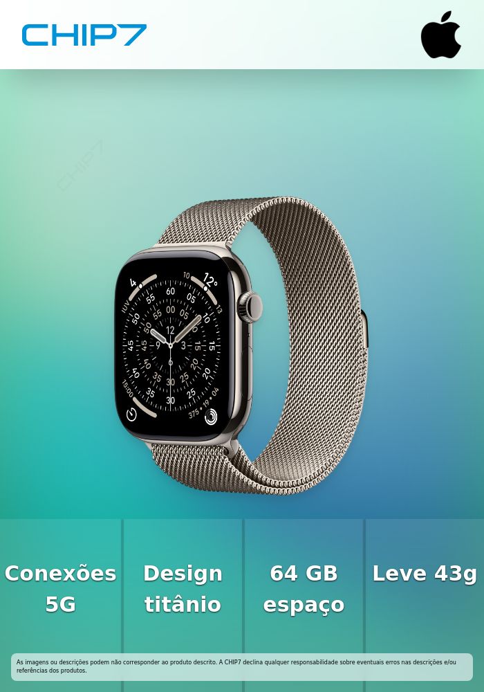 Apple Watch Series 11 (GPS + Cellular) - 46 mm - titanium natural - relógio inteligente Com círculo milanês - rede de aço inoxidável - natural - tamanho da banda: S/M - 64 GB - LTE, Wi-Fi 4, UWB, Bluetooth - 5G - 43.1 g