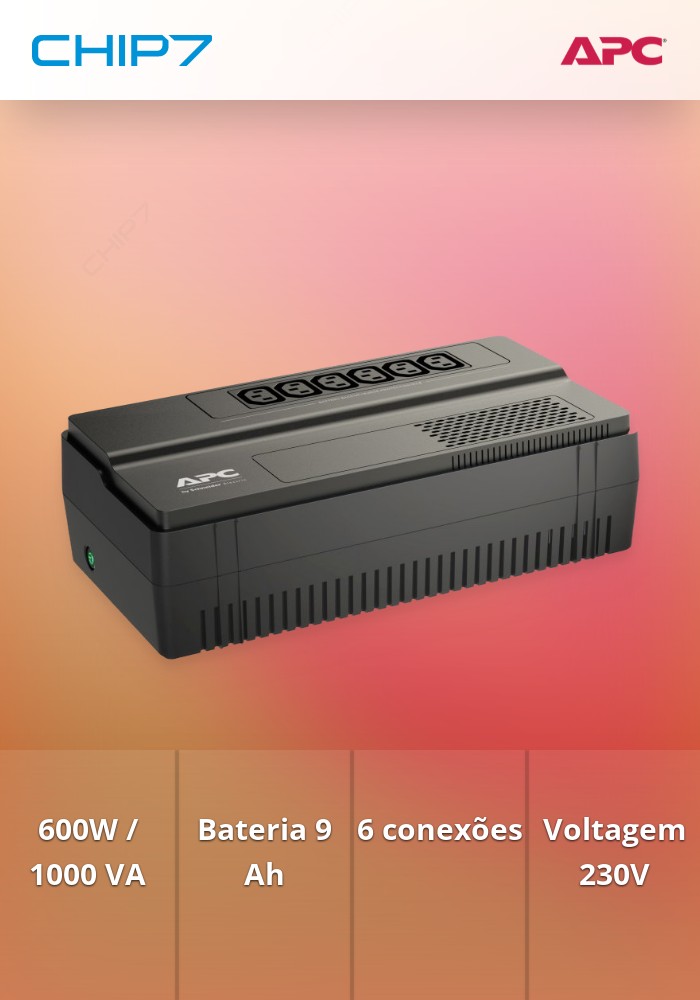 APC Easy UPS BV BV1000I - UPS - AC 230 V - 600 Watt - 1000 VA - 9 Ah - conectores de saída: 6