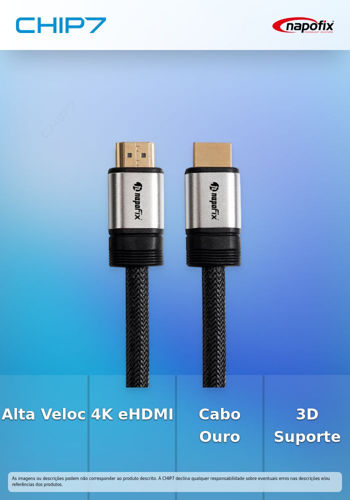 NAPOFIX CABO HDMI 1.4 M/M 4K 3D ETHERNET GOLD PLATED CONNECTORS 1.8MT NPX-AH02
