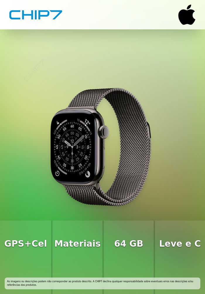 Apple Watch Series 11 (GPS + Cellular) - 42 mm - titânio ardósia - relógio inteligente Com círculo milanês - rede de aço inoxidável - ardósia - tamanho do pulso: 130-180 mm - 64 GB - LTE, Wi-Fi 4, UWB, Bluetooth - 5G - 34.6 g