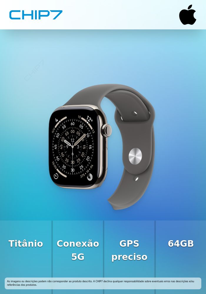 Apple Watch Series 11 (GPS + Cellular) - 46 mm - titanium natural - relógio inteligente Com banda de desporto - fluoroelastómero - cinzento pedra - tamanho da banda: M/L - 64 GB - LTE, Wi-Fi 4, UWB, Bluetooth - 5G - 43.1 g