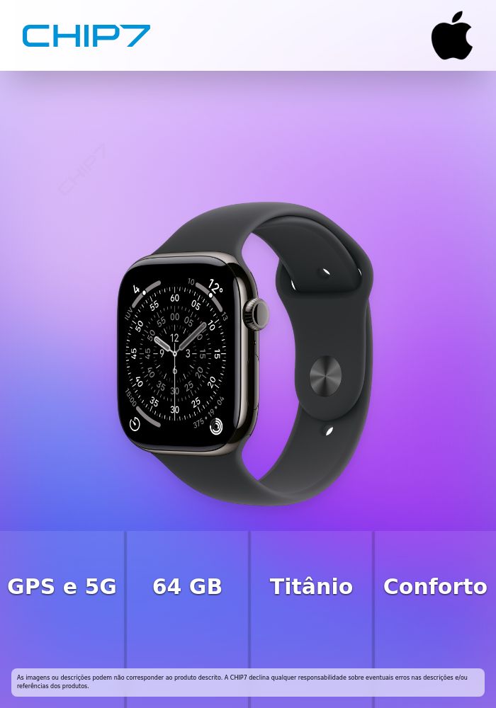 Apple Watch Series 11 (GPS + Cellular) - 46 mm - titânio ardósia - relógio inteligente Com banda de desporto - fluoroelastómero - preto - tamanho da banda: S/M - 64 GB - LTE, Wi-Fi 4, UWB, Bluetooth - 5G - 43.1 g