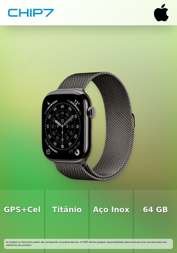 Apple Watch Series 11 (GPS + Cellular) - 46 mm - titânio ardósia - relógio inteligente Com círculo milanês - rede de aço inoxidável - ardósia - tamanho da banda: S/M - 64 GB - LTE, Wi-Fi 4, UWB, Bluetooth - 5G - 43.1 g