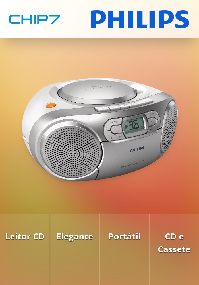 PHILIPS AUDIO LEITOR CD & CASSETE AZ127/12