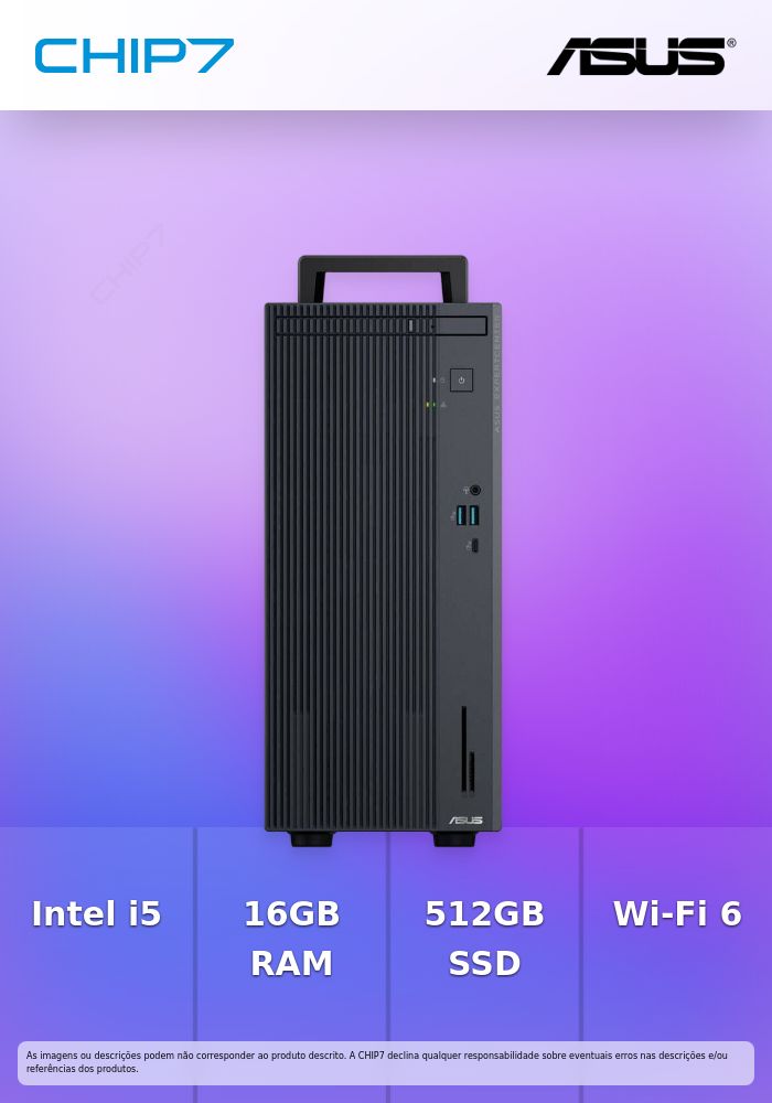 Desktop ASUS - Intel Core i5 13420H / 16GB DDR5 / 512GB SSD / Wi-Fi 6 / Windows 11 Home / Sem Teclado e Rato - ExpertCenter Essential P500MV