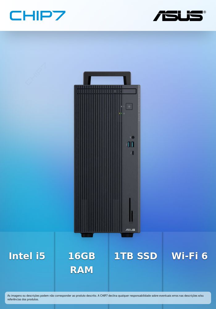 Desktop ASUS - Intel Core i5 13420H / 16GB DDR5 / 1TB SSD / Wi-Fi 6 / Windows 11 Home / Sem Teclado e Rato - ExpertCenter Essential P500MV