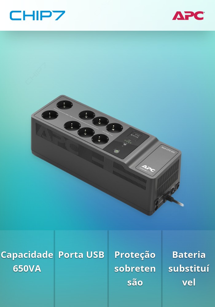 UPS APC Back-UPS 650VA, 230V, 1 USB charging port - BE650G2-GR