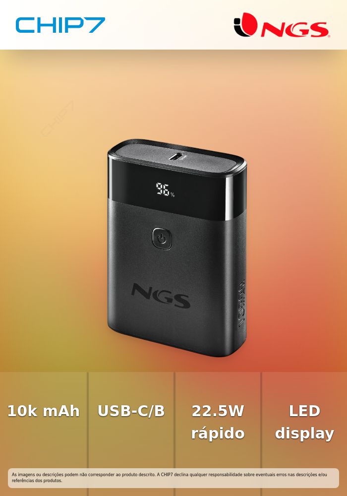 10000MAH/22,5W - USBC + USBA LED Display Battery Level