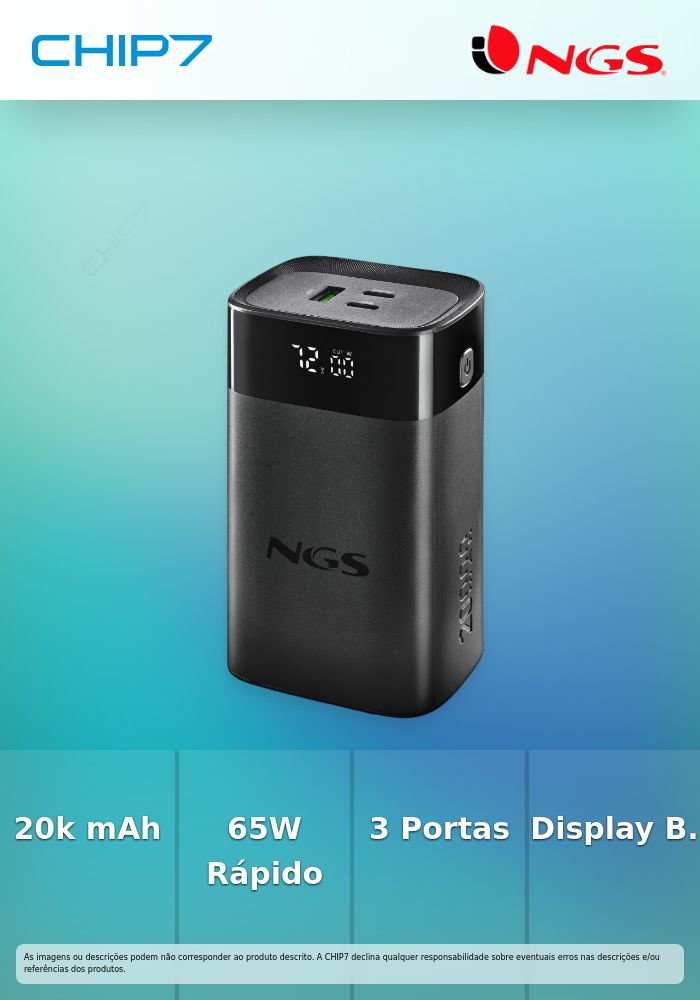 20000MAH/65W - 2XUSBC + USBA Dispaly for Bat. Level + Watts
