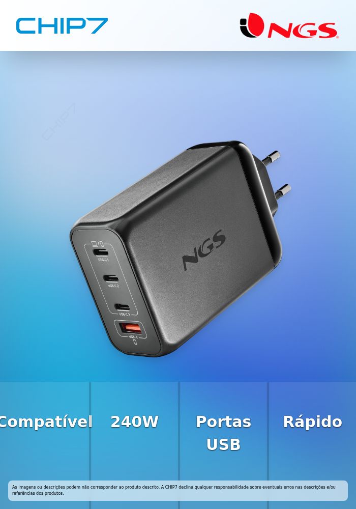 USBC + USBA 240W Power Adapter for Laptops/Tablets/Phones
