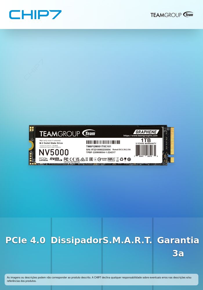 SSD Team Group NV5000 1TB Gen4 M.2 NVMe (4500/1900MB/s)