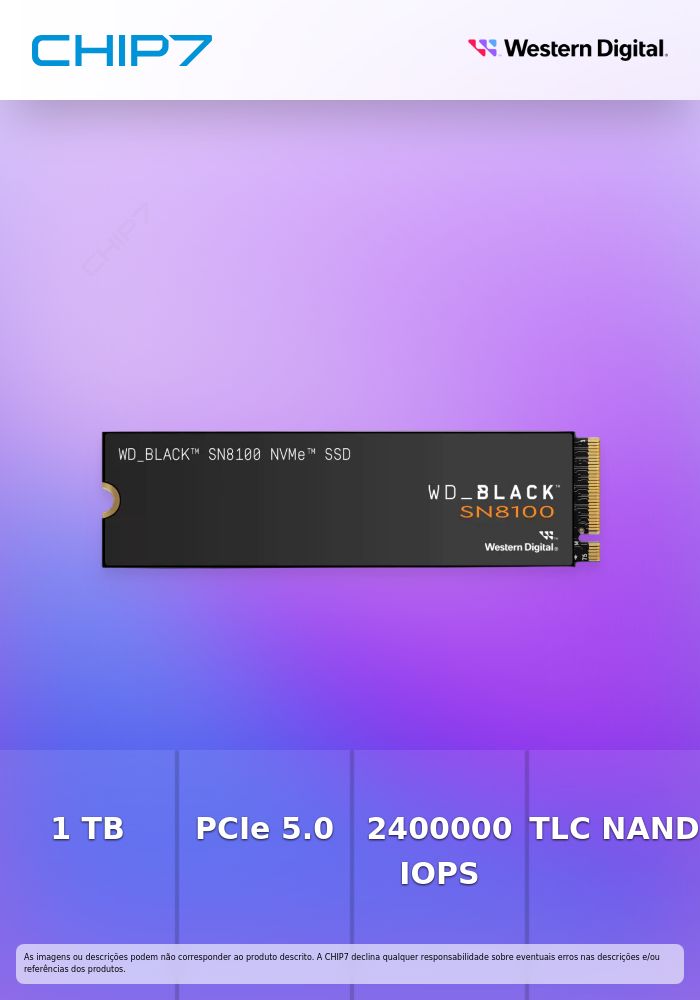 Disco SSD Western Digital Black SN8100 1TB Gen5 M.2 NVMe (14900/11400MB/s)