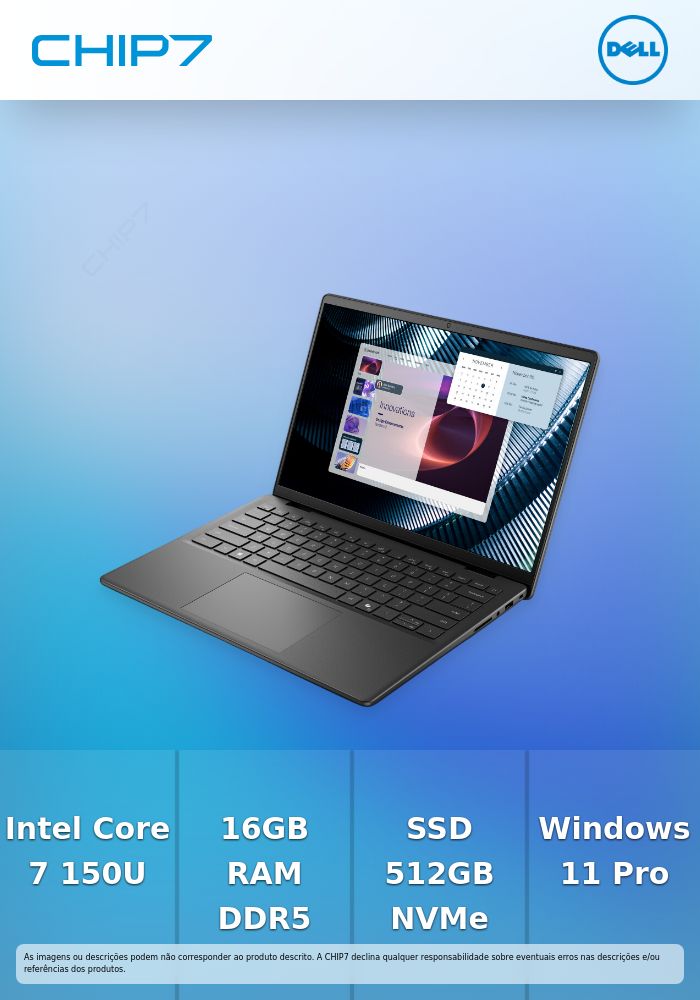 Portátil Profissional Dell Pro 14 Essential PV14250 – Intel Core 7 150U / 16GB RAM / 512GB SSD / 14