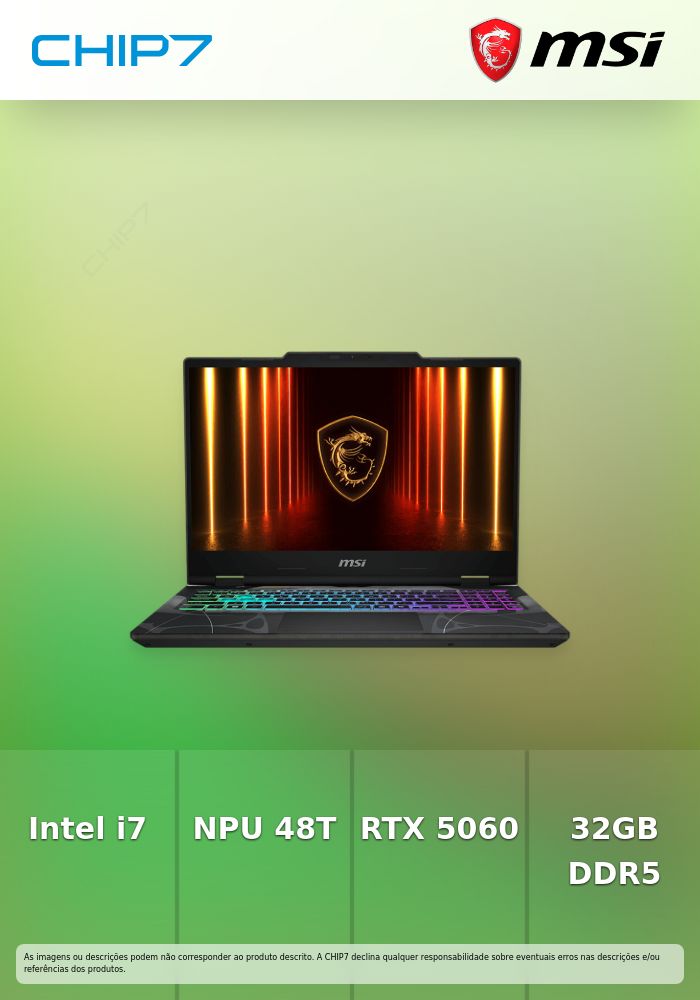 Portátil MSI - Intel Core 7 240H / Nvidia RTX 5060 8GB / 32GB DDR5 / 1TB / 15.6