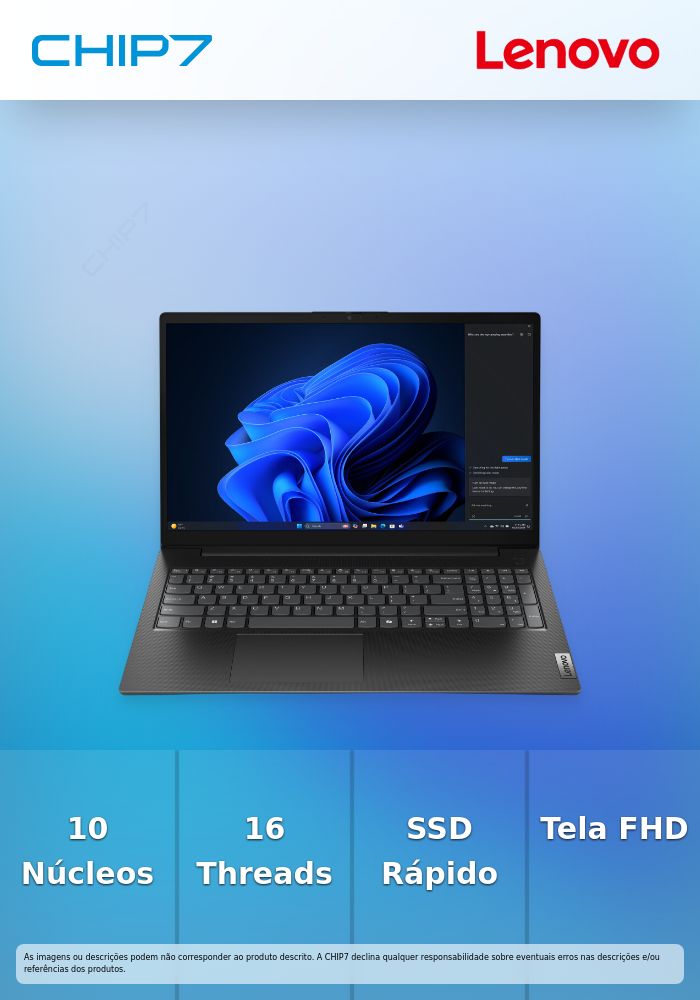 Lenovo V15 G5 IRL 83GW - Intel Core i7 - 13620H / até 4.9 GHz - Win 11 Pro - UHD Graphics - 16 GB RAM - 512 GB SSD NVMe - 15.6