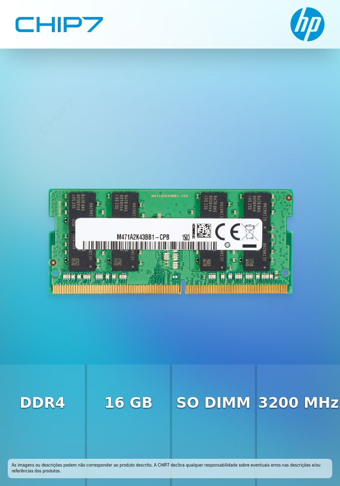 HP - DDR4 - módulo - 16 GB: 1 x 16 GB - SO DIMM 260-pinos - 3200 MHz - 1.2 V