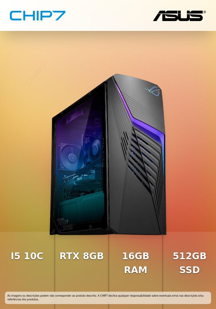 Computador ASUS - Intel I5 14400F / RTX 3050 8GB / 16GB RAM / 512GB SSD / Windows 11 Home - ROG Strix G13CH