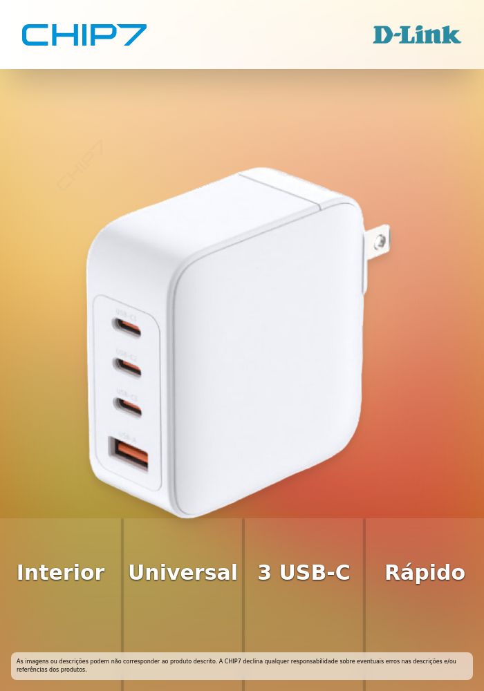 D-LINK CARRGADOR GAN 100W 3 USB- + 1 X USB-A