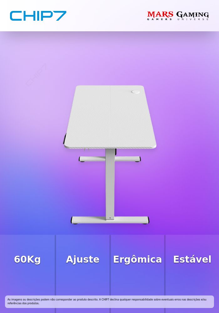 Mesa Elevatória Elétrica Mars Gaming MGD-ERGOPRO 110/60cm Branca