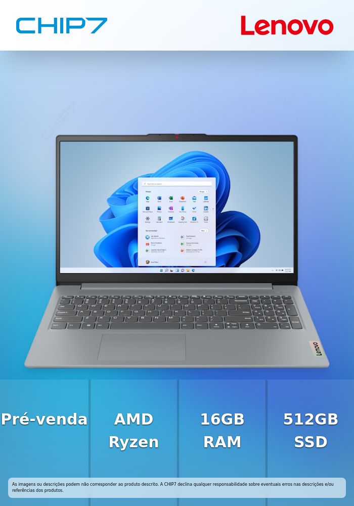 Portátil Lenovo - AMD Ryzen 5 7520U / 16GB RAM / 512GB SSD / 15.6