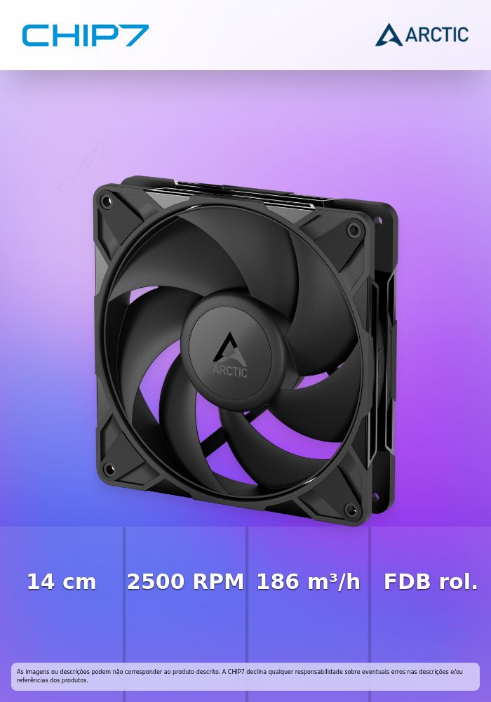 Ventoinha Arctic P14 PRO PWM PST 140mm - Preto
