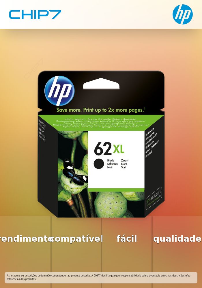 HP TINTEIRO ALTO RENDIMENTO PRETO 62XL