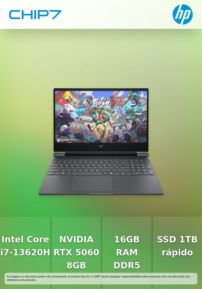 Portátil HP Victus Gaming - Intel Core i7-13620H / NVIDIA RTX 5060 8GB / 16GB DDR5 / 1TB SSD / 15.6