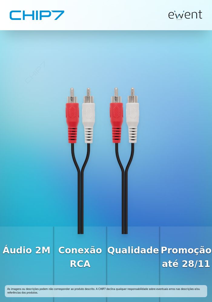 Cabo Áudio, 2 x RCA M - 2 x RCA M, 1.5m  - válido p unid pré estabelecidas até 28 de novembro ou fim de stock