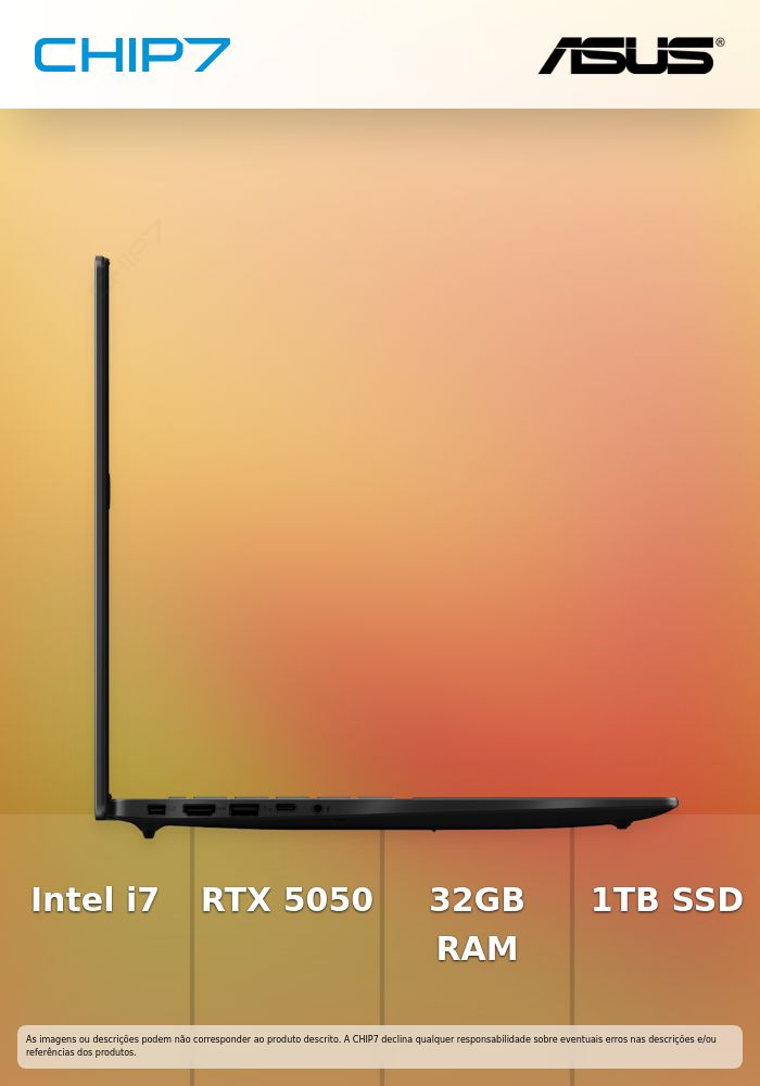 Portátil ASUS - Intel Core 7 240H / Nvidia RTX 5050 8GB / 32GB DDR5 / 1TB SSD / 16
