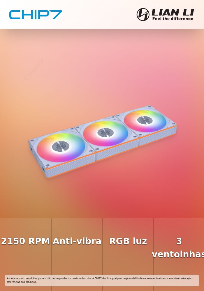 Ventoinha Lian Li UNI FAN CL120 Wireless RGB PWM Branco 120mm (Pack 3)