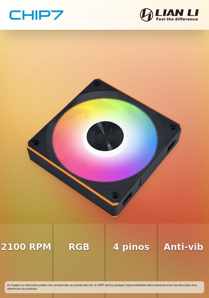 Ventoinha Lian Li UNI FAN CL120 Wireless RGB Reverse Blade PWM Preto 120mm