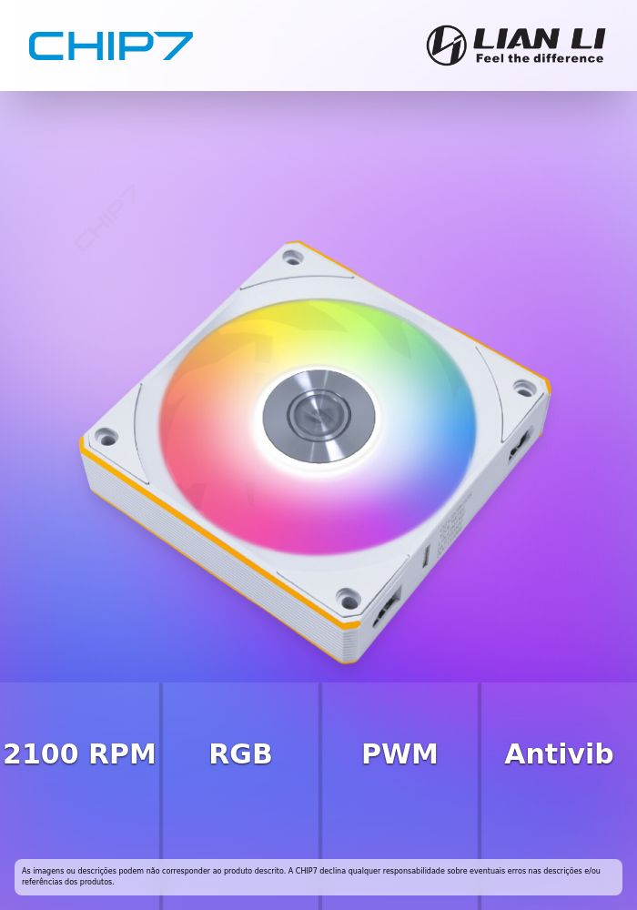 Ventoinha Lian Li UNI FAN CL120 Wireless RGB Reverse Blade PWM Branco 120mm