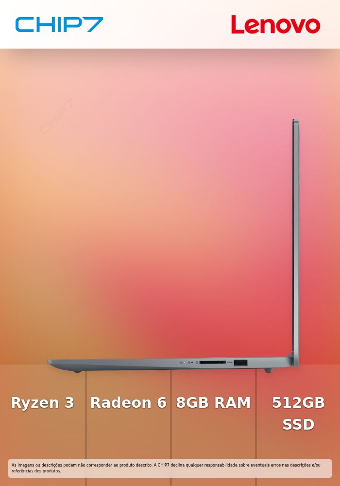 Portátil Lenovo  - AMD Ryzen 3 7320U / 8GB DDR5 / 512GB SSD / 15,6