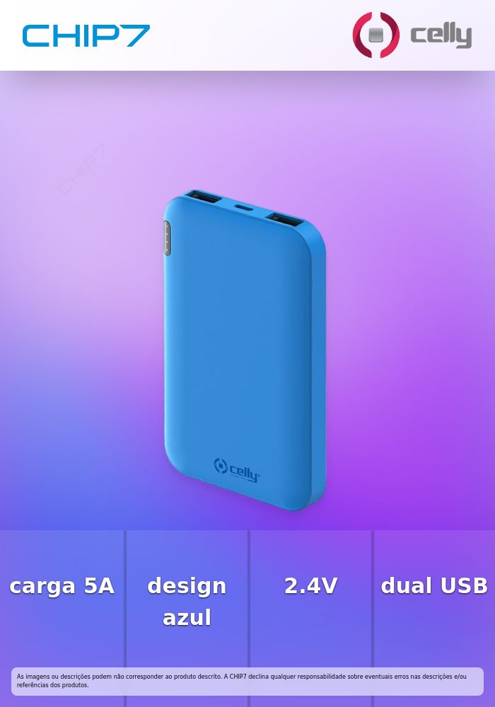POWER BANK 5A AZUL 2 4V 2 USB