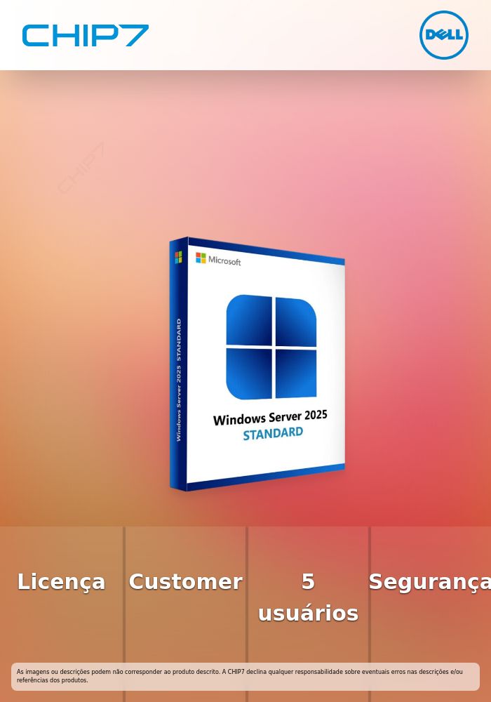 Microsoft Windows Server 2022/2025 Standard or Datacenter - C/ Customer Kit - licença - 5 utilizadores CAL