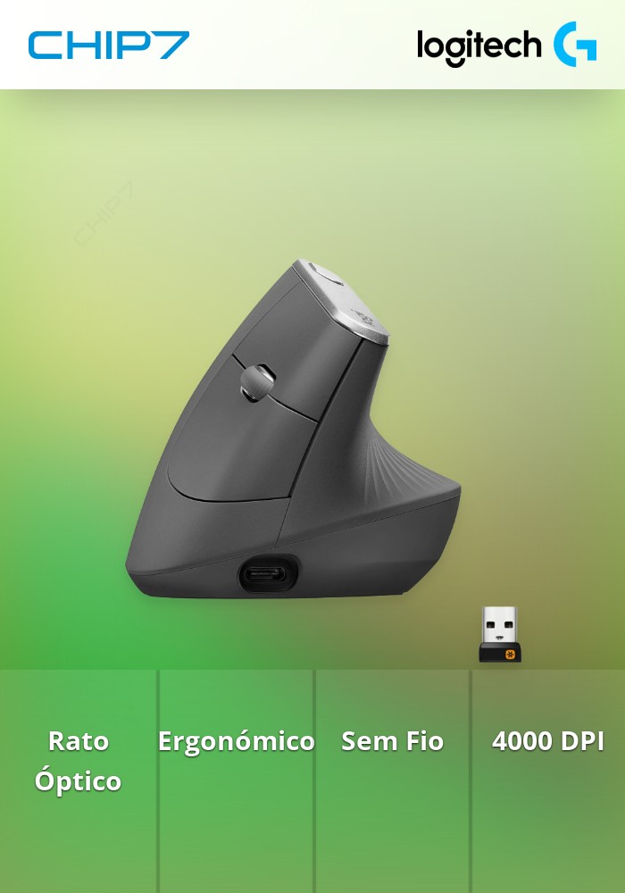 Rato Óptico Logitech MX Vertical Advanced Ergonómico Wirele