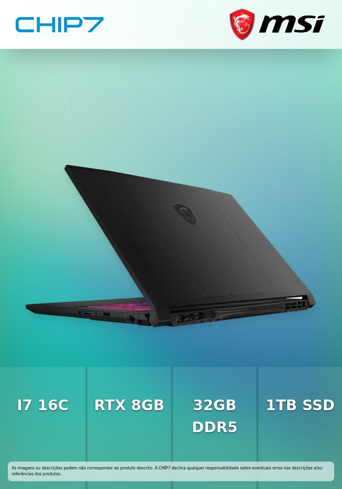 Portátil MSI - Intel I7 14650HX / Nvidia RTX 5070 8GB / 32GB DDR5 / 1TB SSD / 15.6