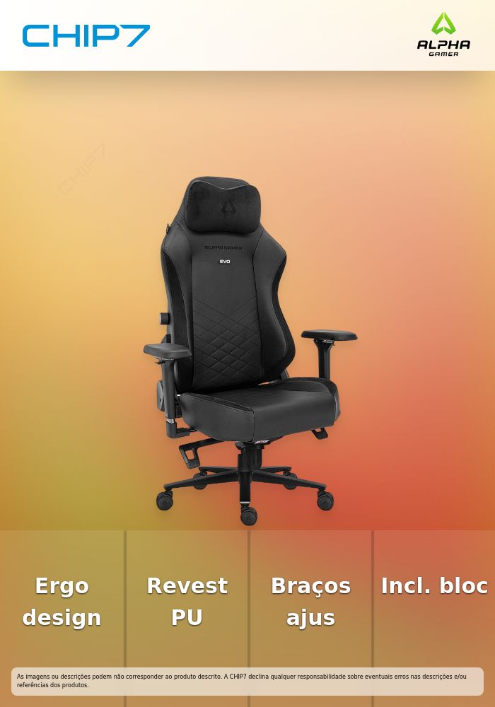 Alpha Gamer Alegra Evo Midnight Black PU - Cadeira Gaming
