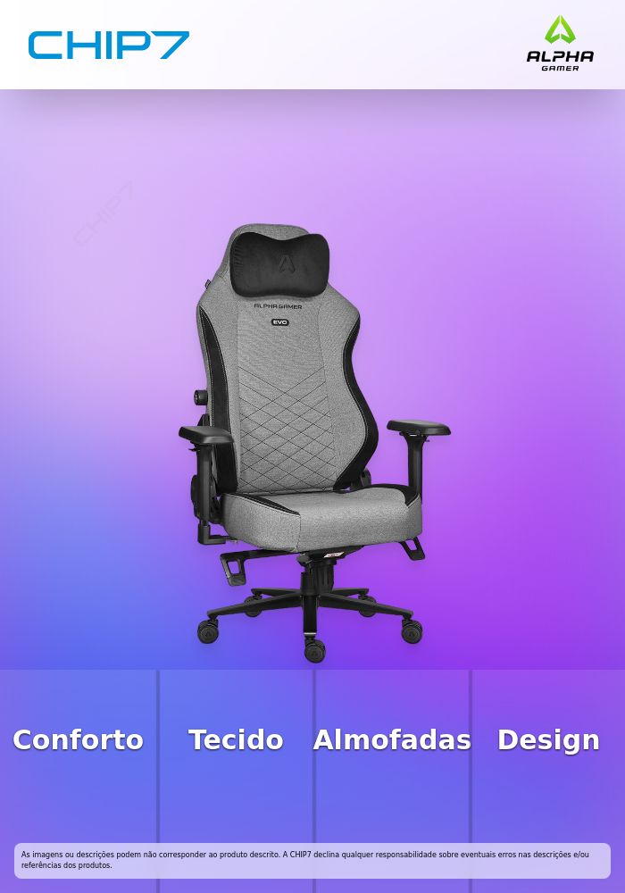 Alpha Gamer Alegra Evo Smoke Grey Fabric - Cadeira Gaming