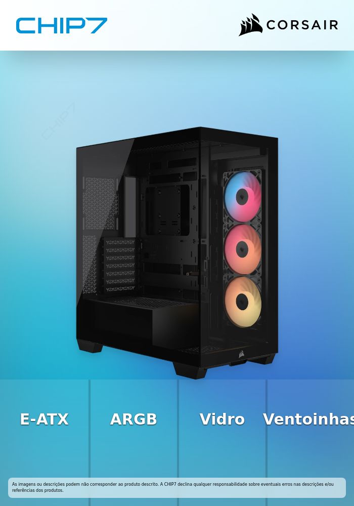 Caixa E-ATX Corsair 3500X RSR ARGB Preto Vidro Temperado