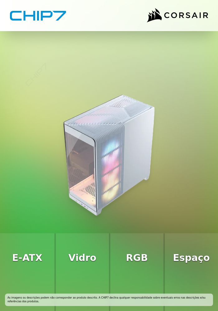 Caixa E-ATX Corsair 4500X LX-R RGB Branca Vidro Temperado