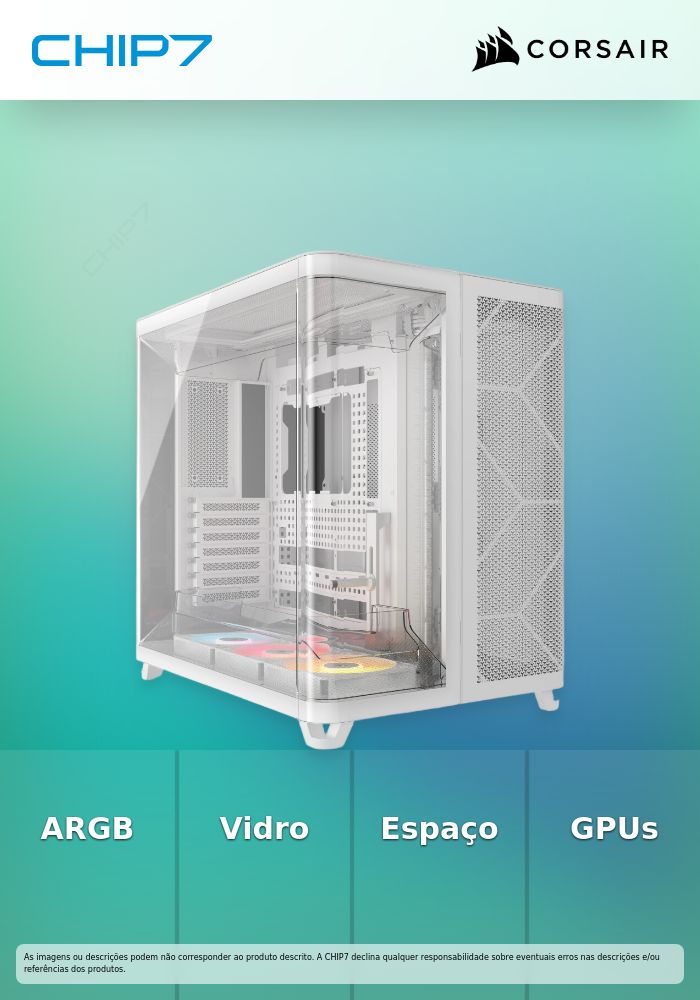 Caixa E-ATX Corsair AIR 5400 RS-R ARGB Branca Vidro Temperado