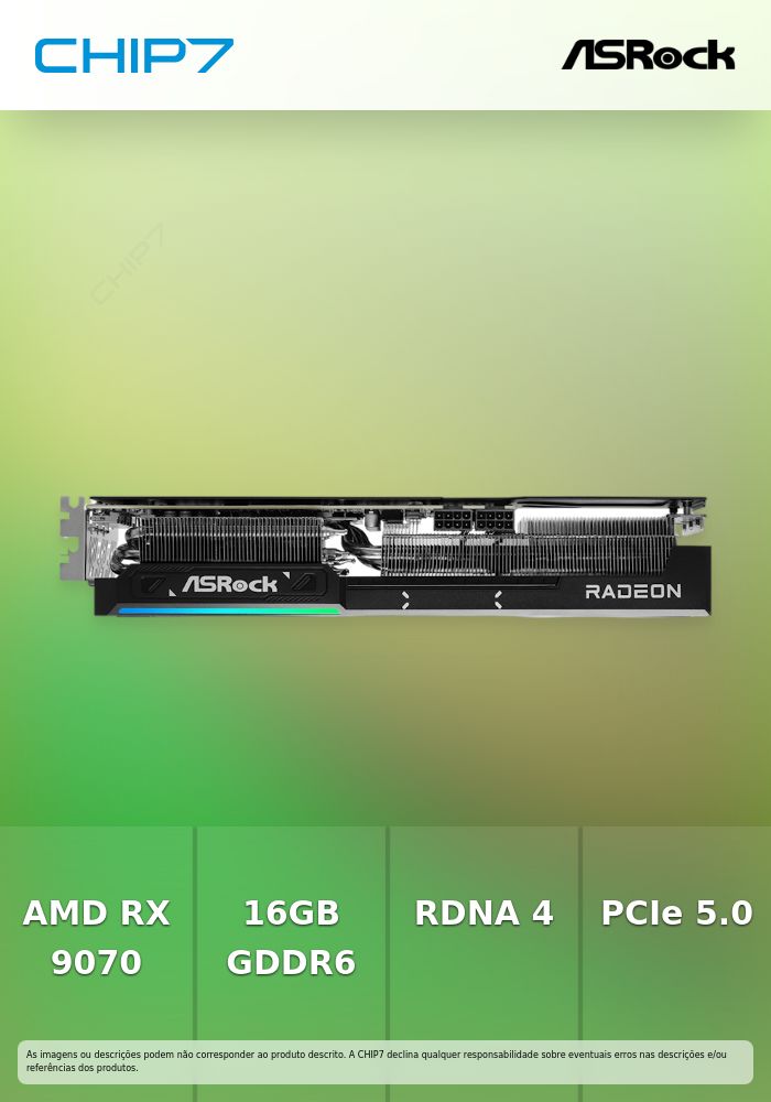 Placa Gráfica ASROCK Radeon RX 9070 XT Challenger 16GB
