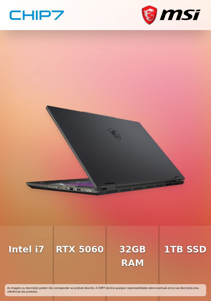Portátil MSI – Intel Core 7 240H / RTX 5060 8GB / 32GB DDR5 / 1TB SSD / 17.3