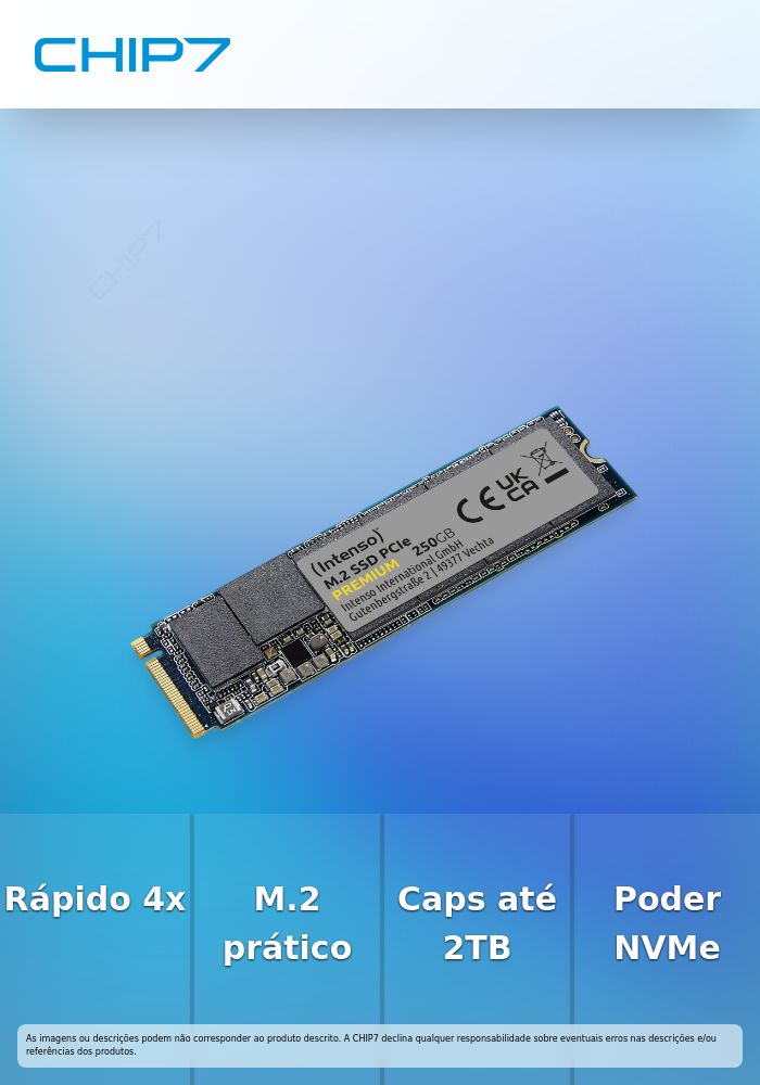 INTENSO SSD 250GB PCIe 2280 PREMIUM M.2 Gen3x4 NVMe 1.3 2100/1100 MBs