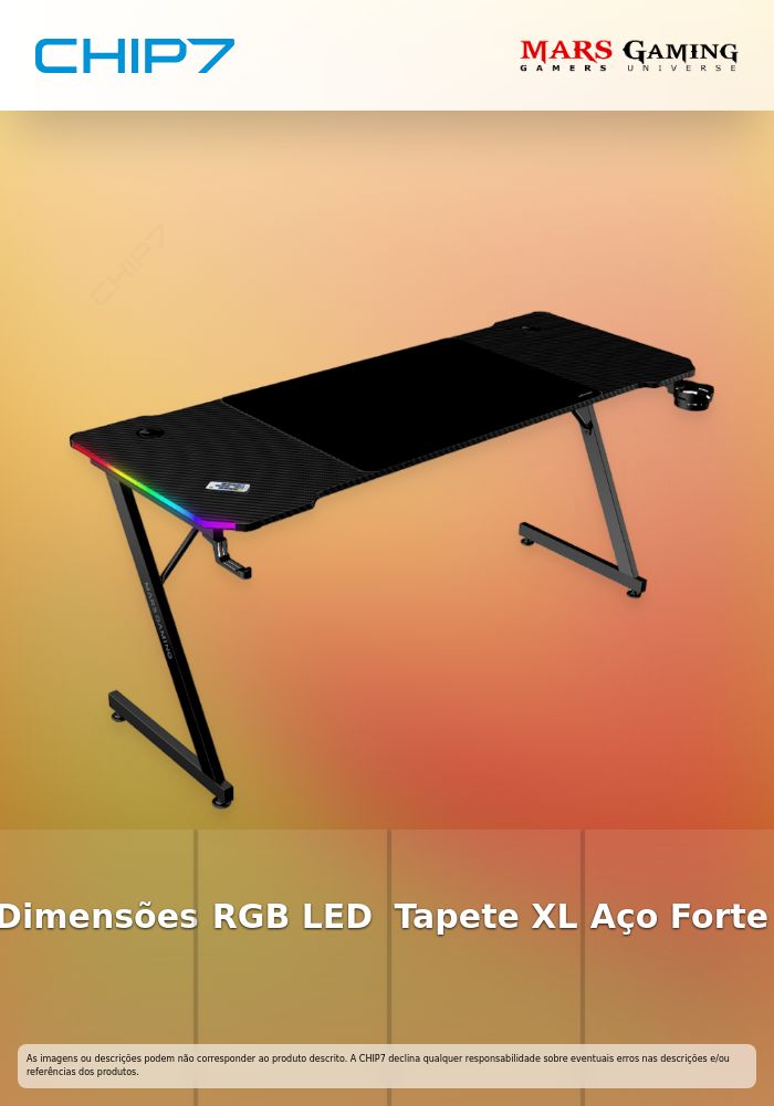 Secretária Gaming Mars Gaming MGD-X160RGB 160x60cm / ARGB / Preta