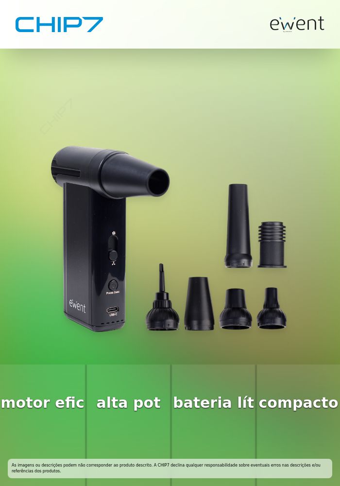 EWENT TURBO AIR DUSTER COMPRESSOR AR E ASPIRADOR 5000MAH PRETO
