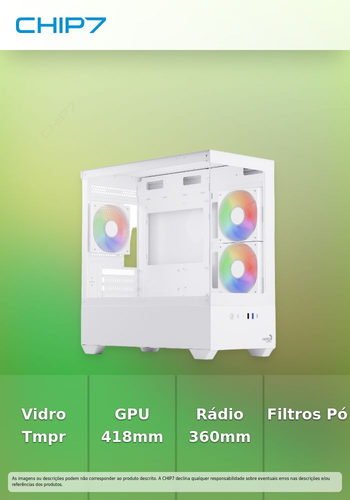 Caixa Micro-ATX Aerocool P300D ARGB Vidro Temperado Branco