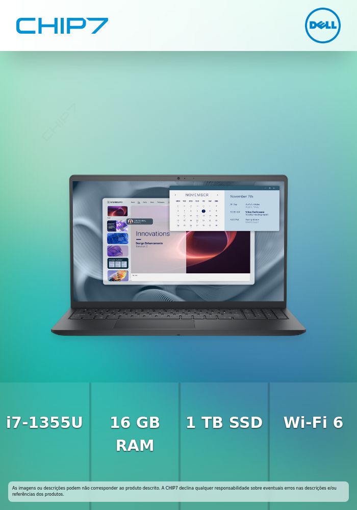 Portátil Dell Pro 15 Essential PV15250 – Intel Core i7-1355U / 16GB DDR5 / 1 TB SSD NVMe / 15.6