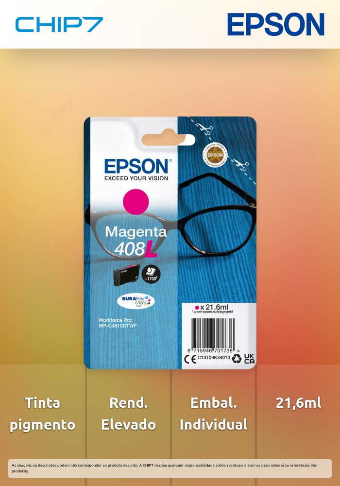 EPSON TINTEIRO MAGENTA 408L WF-C4810DTWF